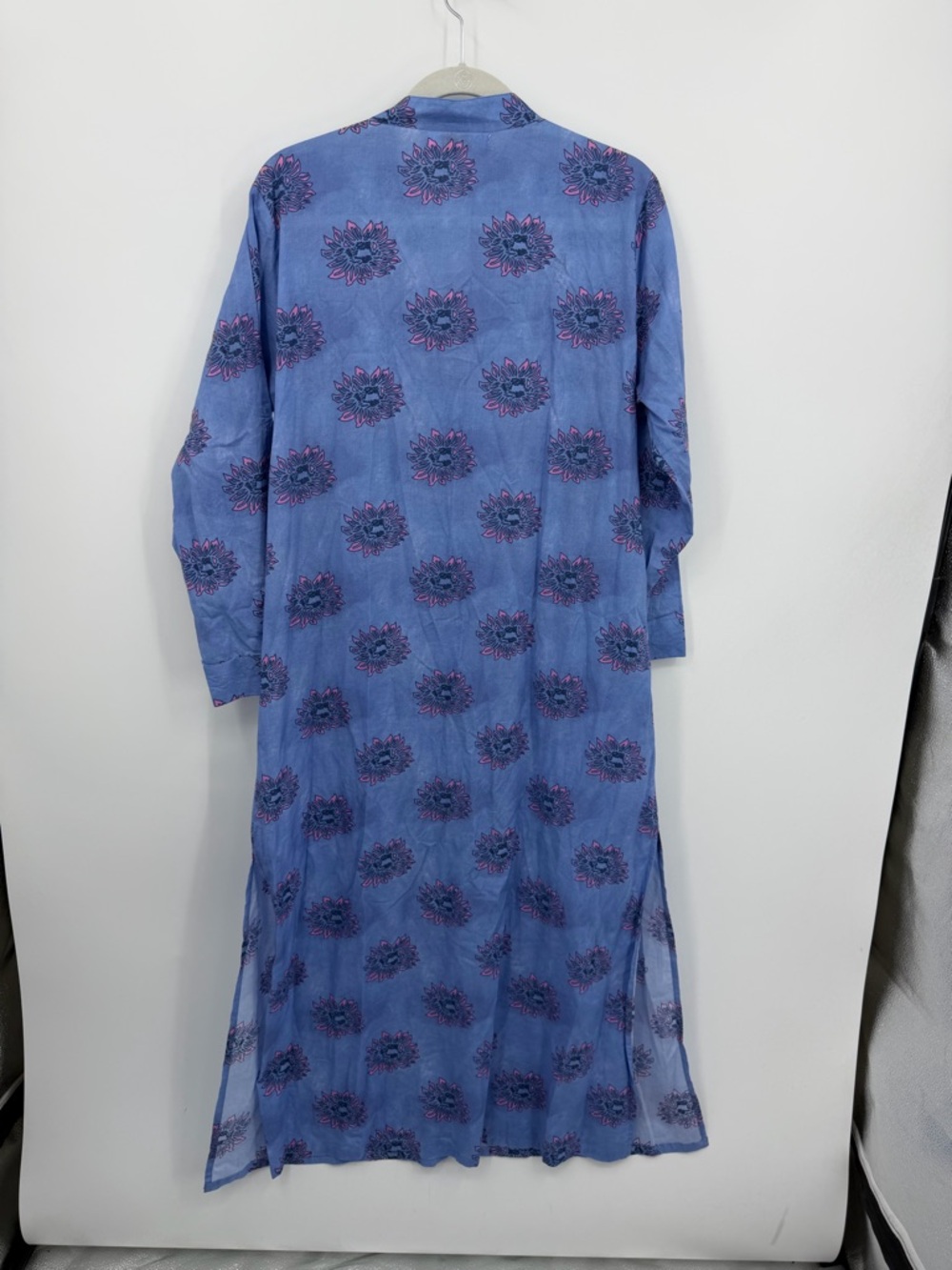 BINDU gaby tunic shirt dress in periwinkle blue pink sz S button front - Picture 7 of 12